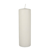 A single PAPSTAR A GmbH taper candle (Ø 80 mm, 250 mm long, white with a flat top) stands upright with its wick visible against a white background; the candle is wrapped in shrink wrap.