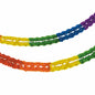 Zwei PAPSTAR Großraumgirlanden-Papiergirlanden (feuerhemmend, Ø16 cm, 10 m) der PAPSTAR GmbH bestechen durch leuchtende, sich wiederholende Farben und sind auf einem weißen Hintergrund drapiert – ideal für leuchtende Dekorationen.