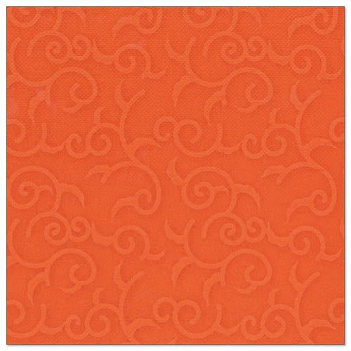 A square, nectarine-orange napkin with a subtle, embossed swirl pattern, inspired by the style of the ROYAL Collection napkins from the PAPSTAR GmbH. Product: PAPSTAR 50 "ROYAL Collection" napkins, 1/4-fold, 40 x 40 cm, nectarine.