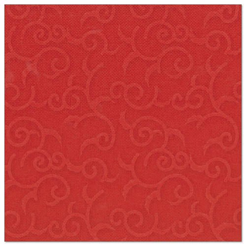 The PAPSTAR 50 napkins "ROYAL Collection" 1/4-fold, 40 x 40 cm in red, from PAPSTAR GmbH have a subtle, embossed snail pattern across the entire surface for an elegant textured look.