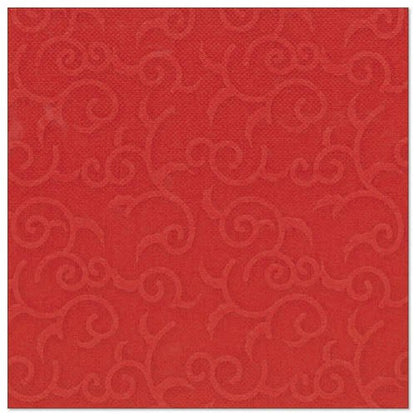 The PAPSTAR 50 napkins "ROYAL Collection" 1/4-fold, 40 x 40 cm in red, from PAPSTAR GmbH have a subtle, embossed snail pattern across the entire surface for an elegant textured look.