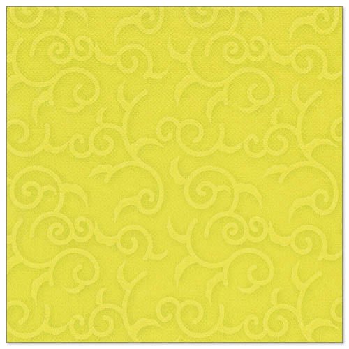 A green, square napkin from the PAPSTAR "ROYAL Collection" (40 x 40 cm, 1/4-fold) with an embossed swirl and tendril pattern by PAPSTAR GmbH.