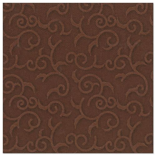 The PAPSTAR 50 napkins "ROYAL Collection" 1/4-fold 40 x 40 cm in brown by PAPSTAR GmbH are embossed with a tendril pattern, providing a textured, elegant touch - perfect for the set table.
