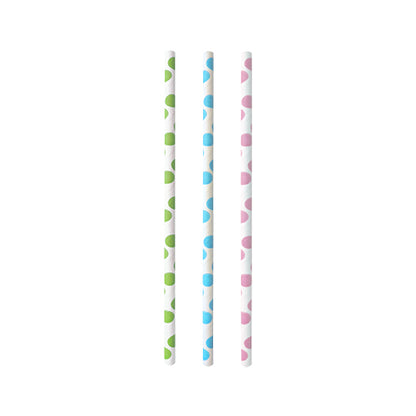 Three PAPSTAR paper straws (Ø 6 mm, 20 cm) black/white "Stripes" from PAPSTAR GmbH – eco-friendly and biodegradable, stand vertically against a white background.