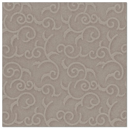 Die quadratische Serviette aus der "ROYAL Collection" der PAPSTAR GmbH (20 Servietten, 1/4-Falz, 40x40 cm) zeigt ein elegantes, erhabenes Rankenmuster in hellem Taupe, ideal für die anspruchsvolle Tischdekoration.