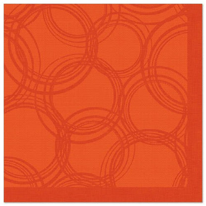The PAPSTAR 50 napkins "ROYAL Collection," 1/4-fold, 40 x 40 cm, nectarine PAPSTAR With its square shape, nectarine-orange hue, subtle circular patterns, and solid-color border, GmbH brings an elegant style to the table—ideal for any setting.