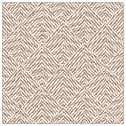 A square area rug with a repeating geometric diamond pattern in beige and cream, inspired by the textured look of the PAPSTAR 50 napkins "ROYAL Collection" 1/4-fold 40 x 40 cm brown by PAPSTAR GmbH.