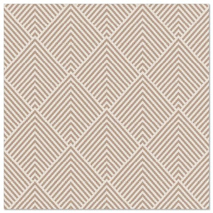 A square area rug with a repeating geometric diamond pattern in beige and cream, inspired by the textured look of the PAPSTAR 50 napkins "ROYAL Collection" 1/4-fold 40 x 40 cm brown by PAPSTAR GmbH.
