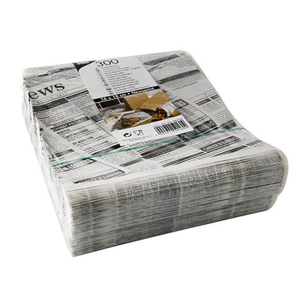A package of 300 PAPSTAR Hamburger bags—parchment substitute (16x18 cm)—in a “newsprint” design, grease-proof, and foil-wrapped; ideal for a variety of packaging needs. Brand: PAPSTAR GmbH.