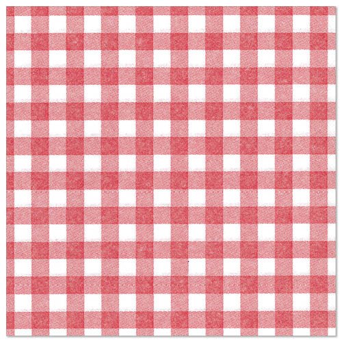 A square cloth with a red and white gingham pattern fits perfectly with the PAPSTAR GmbH 50 napkins "ROYAL Collection" 1/4-fold 40 x 40 cm red.
