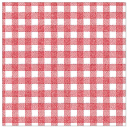 A square cloth with a red and white gingham pattern fits perfectly with the PAPSTAR GmbH 50 napkins "ROYAL Collection" 1/4-fold 40 x 40 cm red.