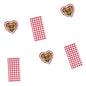 The PAPSTAR "Hüttengaudi" Paper Flag Garland (4 m) from the PAPSTAR GmbH is a festive party decoration featuring red-and-white checkered flags and heart-shaped gingerbread motifs decorated with white and blue icing. The background is solid white.