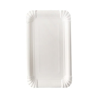 The PAPSTAR cardboard plate rectangular 13x20 cm, white, "pure" (12 pieces) by PAPSTAR GmbH offers a rectangular, eco-friendly option with ribbed edges and rounded corners - ideal for festive serving.