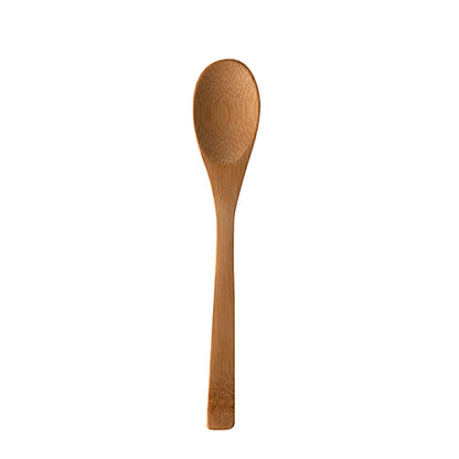 The PAPSTAR bamboo spoon "pure" (16.5 cm) from PAPSTAR GmbH is an environmentally friendly, sturdy spoon with an oval scoop and straight handle - here in a pack of 10 against a white background.