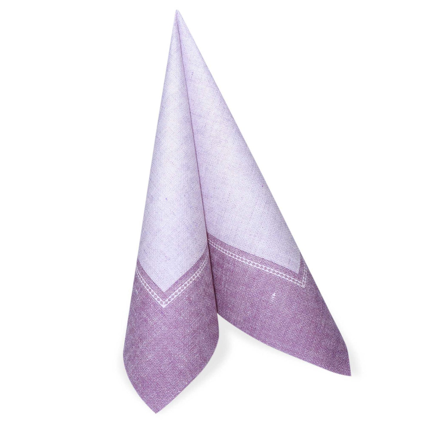 A folded fuchsia-colored [item] stands upright PAPSTAR-Napkin, 40 x 40 cm, "ROYAL Collection" by the PAPSTAR GmbH with the 1/4-fold from the 50-pack of napkins.