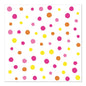 PAPSTAR 30 Servietten von PAPSTAR GmbH, 3-lagig und 33x33 cm mit weißem Hintergrund und buntem Dots-Design in Pink, Gelb, Orange und Rot – ideal für stilvolle Tischdekoration.