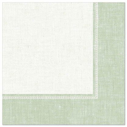 A green square napkin from the PAPSTAR 50 napkins "ROYAL Collection" (40x40 cm, 1/4-folding) from PAPSTAR GmbH - ideal for festive occasions and on a simple background.