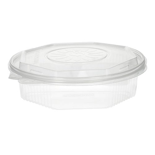 Die Starpak 25 Menüboxen sind transparente, 8-seitige Take-away-Behälter aus Polypropylen mit Klappdeckel in den Maßen 5,9 x 21,5 x 21,5 cm – ideal zur Aufbewahrung von Lebensmitteln und leer vor weißem Hintergrund abgebildet.