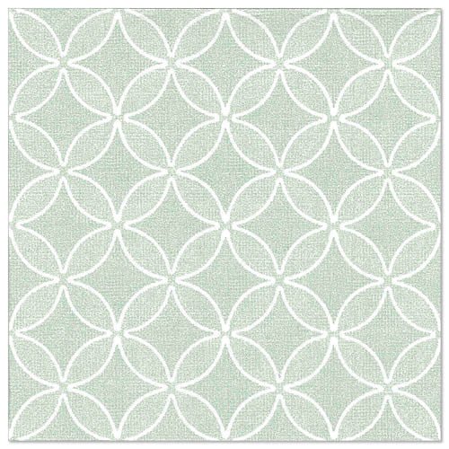 The PAPSTAR GmbH "ROYAL Collection" 50 napkins in green (40 x 40 cm, 1/4-fold) feature a stylish geometric white circle pattern on a light green background - ideal for festive occasions.