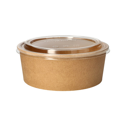 The 50 lid for salad bowls, round clear 2 cm height PLA of PAPSTAR GmbH is depicted on a plain white background. This clear, round PLA lid is ideal for sealing salad bowls for takeaway or food storage.