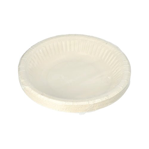 A 12-pack of PAPSTAR round bowls (19 cm, 3 cm high, white) by PAPSTAR GmbH with a fluted edge is shown packaged in shrink wrap against a white background - ideal for parties and celebrations.