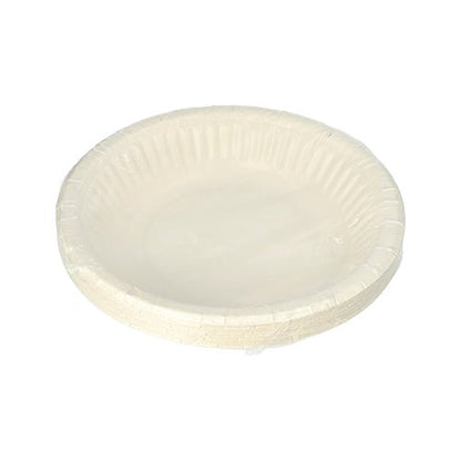 A 12-pack of PAPSTAR round bowls (19 cm, 3 cm high, white) by PAPSTAR GmbH with a fluted edge is shown packaged in shrink wrap against a white background - ideal for parties and celebrations.