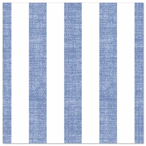 Die PAPSTAR GmbH "ROYAL Collection" 50 Servietten (40 x 40 cm, blau) haben ein quadratisches Muster mit abwechselnd strukturierten blauen und unifarbenen weißen Längsstreifen und setzen damit einen stilvollen Akzent auf Ihrem gedeckten Tisch.