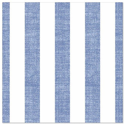 Die PAPSTAR GmbH "ROYAL Collection" 50 Servietten (40 x 40 cm, blau) haben ein quadratisches Muster mit abwechselnd strukturierten blauen und unifarbenen weißen Längsstreifen und setzen damit einen stilvollen Akzent auf Ihrem gedeckten Tisch.