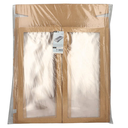 Ein Satz von 10 Starpak-Transport- und Cateringboxen aus braunem Karton mit separaten Deckeln und PET-Sichtfenstern sind zur sicheren Präsentation und zum Schutz sicher zusammen verpackt.