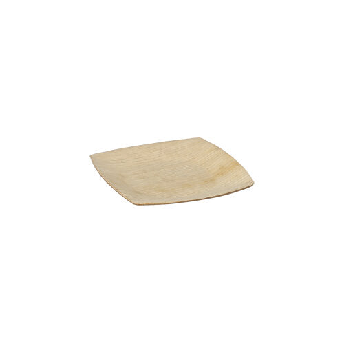 The PAPSTAR 25 plate palm leaf "pure" natural "QUADRATO" is a small, square, eco-friendly disposable plate with rounded edges by PAPSTAR GmbH, depicted against a simple white background.