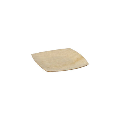 The PAPSTAR 25 plate palm leaf "pure" natural "QUADRATO" is a small, square, eco-friendly disposable plate with rounded edges by PAPSTAR GmbH, depicted against a simple white background.