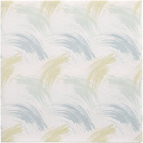 Eine quadratische Fliese mit pastellfarbenen Bögen in Hellblau, Grün und Beige auf Weiß - das ist die Eleganz der PAPSTAR 50 Servietten "ROYAL Collection" 1/4-Falz 40 x 40 cm blau von PAPSTAR GmbH.