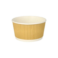 The image shows a PAPSTAR Round soup mug (11 cm) from the PAPSTAR GmbH with a brown/white ripple wall design on a white background. The set contains 25 pieces.