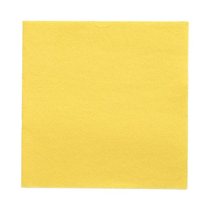 A single yellow PAPSTAR 50 "DAILY Collection" napkins, 32 x 32 cm, lie flat against a white background, showcasing their subtle textured pattern for a stylish table setting.