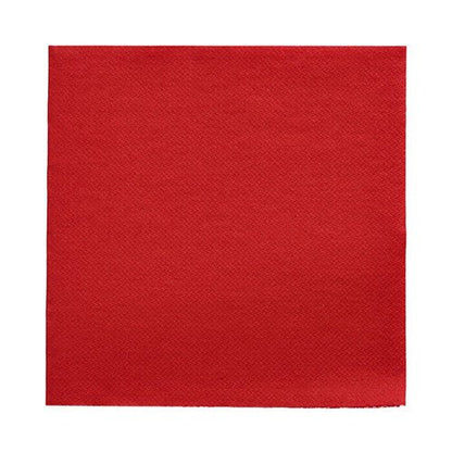 A red, square PAPSTAR 50 "DAILY Collection" napkins (32 x 32 cm, 1/4-fold) from the PAPSTAR GmbH with a slightly textured surface, shown on a white background.