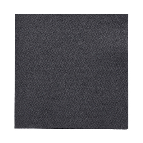 A black, square PAPSTAR 50 "DAILY Collection" napkins (32x32 cm, 1/4-fold) Paper napkins from the PAPSTAR The GmbH logo is depicted on a white background. Its smooth surface makes it ideal for a stylish table decoration.