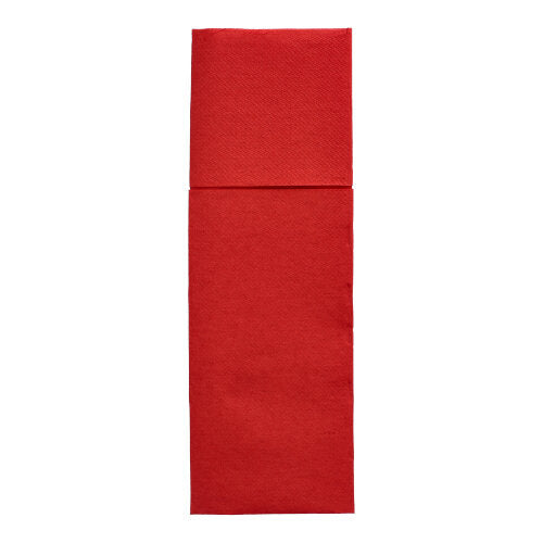 A neatly folded red PAPSTAR 50 napkins "DAILY Collection" (48 x 30 cm, cutlery fold) from PAPSTAR GmbH presents itself as a long rectangle with a top fold on a white background.