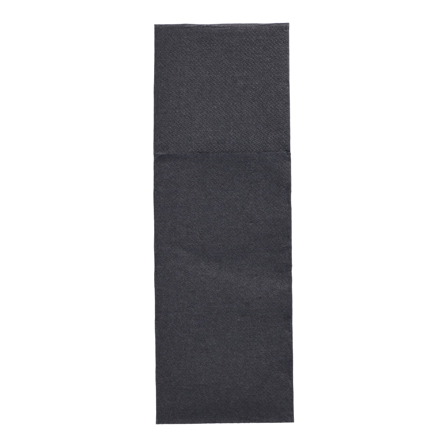 A dark gray PAPSTAR 50 napkins "DAILY Collection" (48x30 cm, cutlery fold) by PAPSTAR GmbH lies flat on a white background and is folded horizontally at the top, creating two different sections.