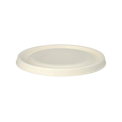 A simple, round, white disposable plate on a white background—perfect for pairing with PAPSTAR Lids for sugarcane bowls, Ø 17 cm, white, "pure" (25 pieces) from the PAPSTAR GmbH for greater comfort and sustainability.
