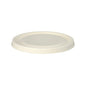 A simple, round, white disposable plate on a white background—perfect for pairing with PAPSTAR Lids for sugarcane bowls, Ø 17 cm, white, "pure" (25 pieces) from the PAPSTAR GmbH for greater comfort and sustainability.