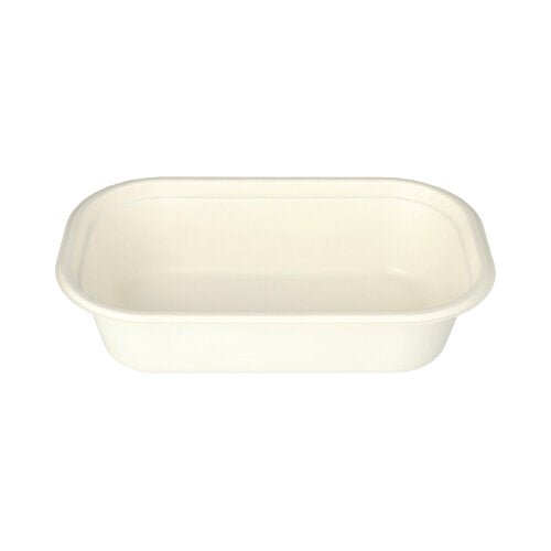 The PAPSTAR GN 1/4 Gastronorm container made of white sugarcane from PAPSTAR The GmbH container is rectangular, PLA-coated, and ideal as an eco-friendly disposable food container. Pack of 1.