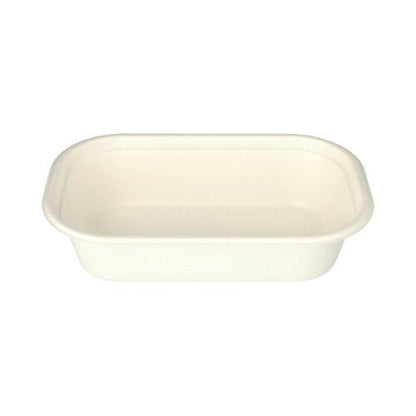 The PAPSTAR GN 1/4 Gastronorm container made of white sugarcane from PAPSTAR The GmbH container is rectangular, PLA-coated, and ideal as an eco-friendly disposable food container. Pack of 1.