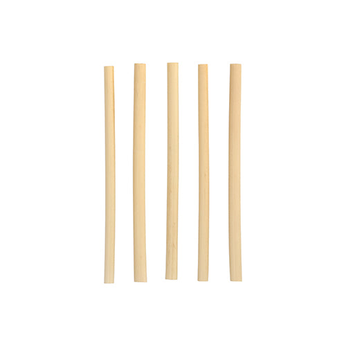 Five PAPSTAR cocktail straws reed "pure" (15 cm, Ø 7 mm) from PAPSTAR GmbH are arranged vertically on a plain white background, highlighting the stylish and environmentally friendly, biodegradable straws.