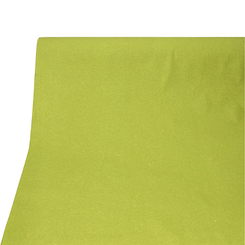 A close-up of the PAPSTAR tablecloth, fabric-like, PV-Tissue Mix "ROYAL Collection" (20 m x 1.18 m) from PAPSTAR GmbH in solid light green shows slight creases on the fabric-like surface against a plain white background.