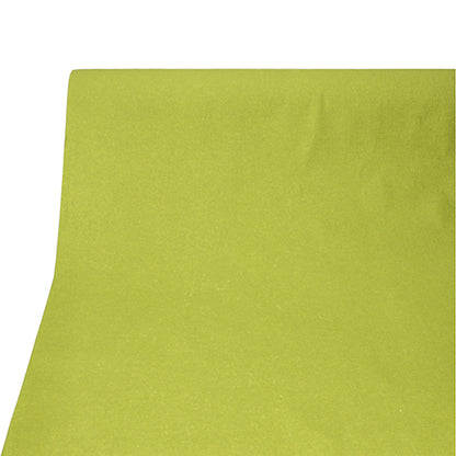 A close-up of the PAPSTAR tablecloth, fabric-like, PV-Tissue Mix "ROYAL Collection" (20 m x 1.18 m) from PAPSTAR GmbH in solid light green shows slight creases on the fabric-like surface against a plain white background.