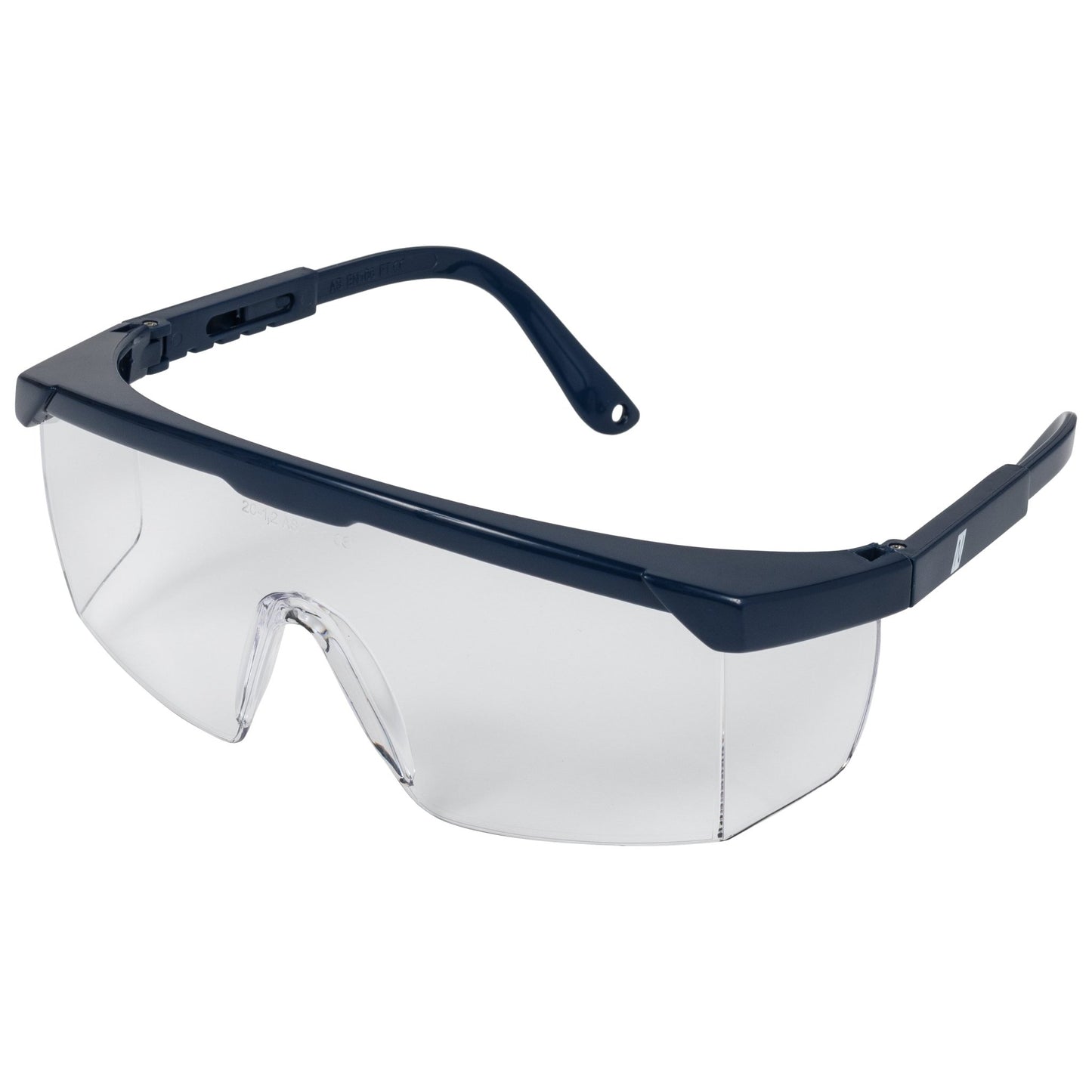 NITRAS VISION PROTECT BASIC, Bügelbrille, transparent / marineblau, EN 166 Kunststoff | Packung (12 Stück)