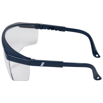 NITRAS VISION PROTECT BASIC, Bügelbrille, transparent / marineblau, EN 166 Kunststoff | Packung (12 Stück)