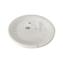 Starpak 20 plates, round cardboard Ø 23 cm white: 20 white paper plates with a ribbed edge, shrink-wrapped and with a barcode label. Ideal for parties and convenient serving.