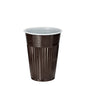 Der Starpak 100 Thermo-Automatenbecher (PS, 0,18 l, Ø 7,03 cm, 9 cm) in Braun/Weiß mit geriffelter Außenseite und glatter Innenseite steht aufrecht – ideal, um Getränke unterwegs warm zu halten. Lieferung im 100er-Pack.