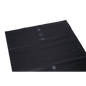 A large, flat DEISS 95007 black trash bag sheet from EMIL DEISS KG (570+400x1150x0.1 mm) features recycling and plastic ID symbols with the number 65 in white—ideal for waste disposal against a plain white background. The box contains 120 bags.